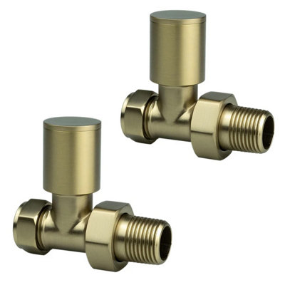  - Straight  Manual Radiator Valve Brushed Brass