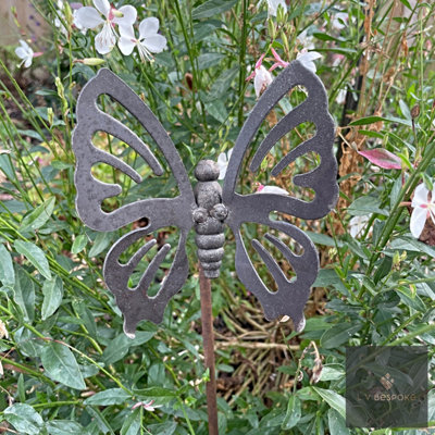LV Bespoke Short Butterfly 1 Metal Garden Stake from B&Q