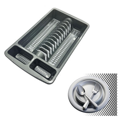 HEATON WHOLESALE 1 X Silver High Grade Dish Drainer Rack Kitchen Utensil Holder Drying Rack from B&Q