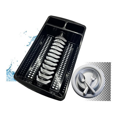HEATON WHOLESALE 1 X Black High Grade Dish Drainer Rack Kitchen Utensil Holder Drying Rack from B&Q