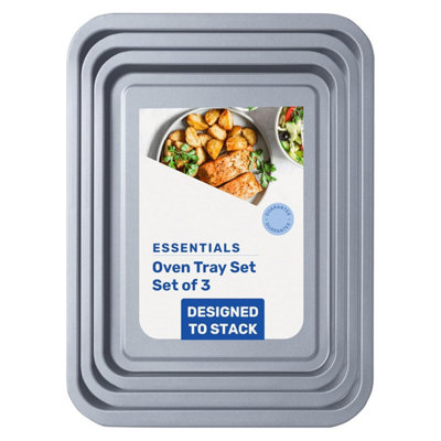 HEATON WHOLESALE Multi Pack Of 6 Easy To Clean (35Cm X 31Cm & 28Cm) Oven Tray Set from B&Q