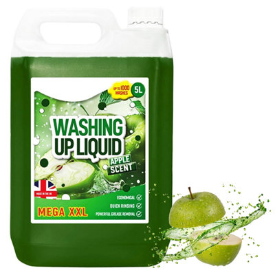 HEATON WHOLESALE 4 X 5L Strong Fast Acting Washing Up Liquid Apple Scented Detergent Soap Effectively Removes Grease from B&Q