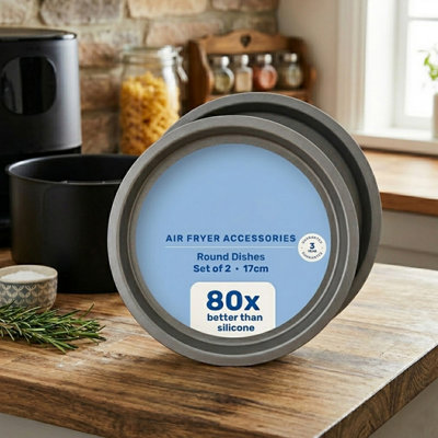 HEATON WHOLESALE 6 X 17Cm Round Deep Air Fryer Tins Non-Stick Lightweight Baking & Roasting Pans from B&Q