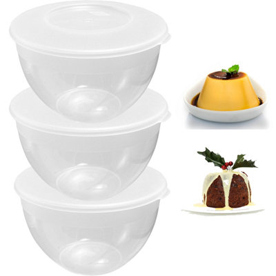 HEATON WHOLESALE 3 X 2L Non-Stick Space Saving Steam Pudding Bowl With Sealable Clip On Lids from B&Q