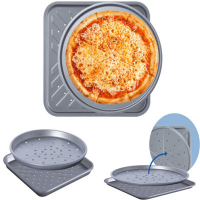 HEATON WHOLESALE 1 Set Non Stick Large 13 Inch (33Cm) Pizza Tin & Crisper Tray Set from B&Q