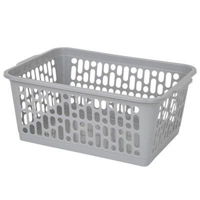 HEATON WHOLESALE 2 X Cool Grey Handy Plastic Storage Basket Organiser from B&Q