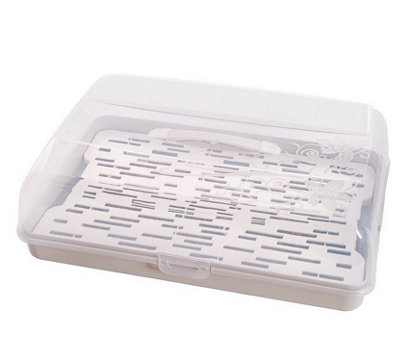 B2C Rectangle Cake Box Storage Carrier With Cooling Insert Cupcakes Bake Food Cover Beige from B&Q