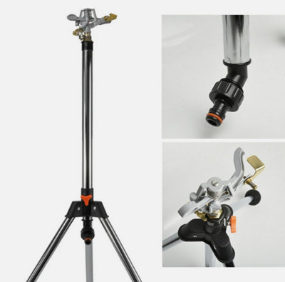 B2C Pulsating Lawn Sprinkler On Tripod 90Cm 450M² Coverage Metal Garden Irrigation from B&Q