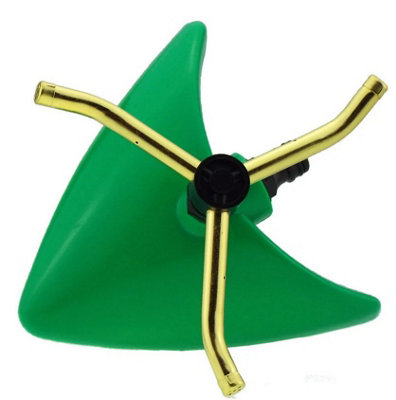 B2C Rotating Lawn Sprinkler Brass Arms 85Msq Leaf Shaper Quick Connector Garden Green from B&Q