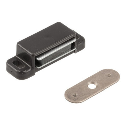 B2C Magnetic Catch Cupboard Door Latch Drawer White Brown Cabinet Catch Strong 6 Pieces Brown from B&Q