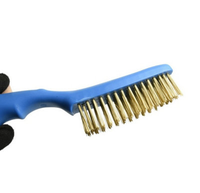 B2C Wire Brush With Fiberglass Handle Brass/ Steel Four-Row Wire Rust Cleaning  Brass Wire Brush from B&Q