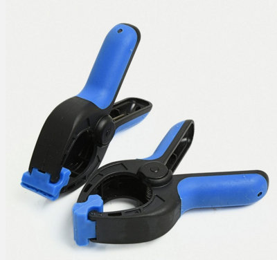 B&Q -  2X Spring Clamp Grip Clips Strong 110M Set Plastic Quick Grip Hold Workshop Tool