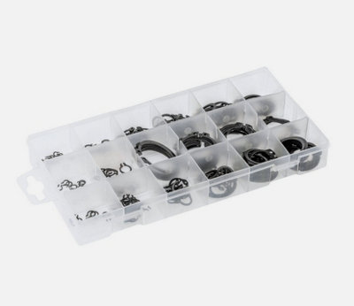 B2C External Retaining Snap Ring Circlip 150 Set In Box 18 Sizes E-Clip Workshop Set from B&Q