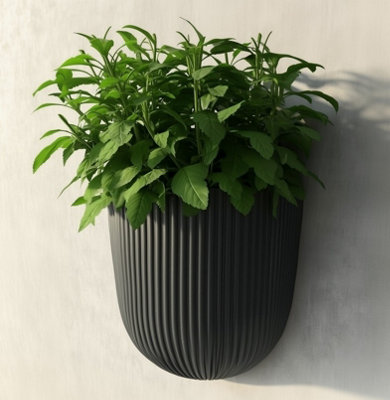 Prosperplast (Anthracite) Wall Mounted Flower Pot Planter Plastic Hanging Basket Grooved Texture - Image 3