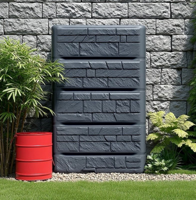 B&Q -  Water Butt Rainwater Collector Wall Mounted Tank 400L Flat Slim Space Saving Anthracite