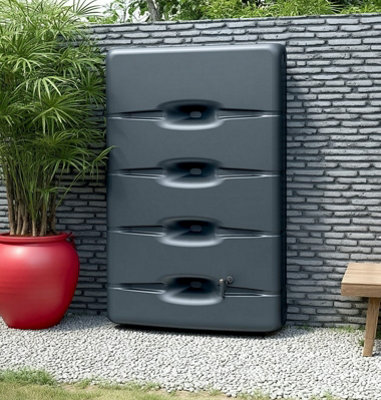 B&Q -  Water Butt Rainwater Collector Wall Mounted Tank 400L Flat Slim Container Anthracite