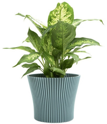B&Q -  Ribbed Flower Pot Planter Indoor Outdoor Plastic Modern  Multiple Colours 13Cm Green Mint