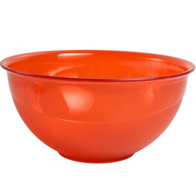 B&Q -  Plastic Salad Bowl Food Serving Baking Fruit Round Kitchen Bowls Orange Medium 1