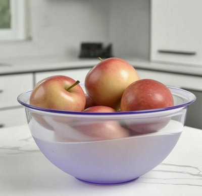 B&Q -  Plastic Salad Bowl Food Serving Baking Fruit Round Kitchen Bowls Purple Large 2 Pack