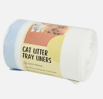 B&Q -  Cat Litter Tray Liners Bags Drawstring Strong 50 Micron Leak Proof 40X30X2Cm 120 Pieces (4 Rolls)