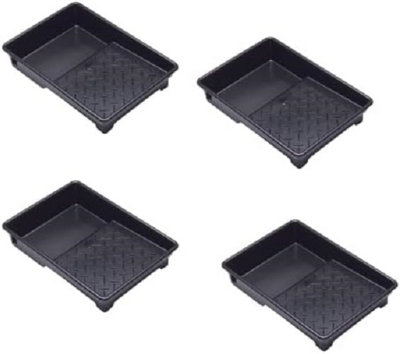 B&Q -  9Inch Recycled Plastic Paint Roller Tray With Deep Reservoir & Ribbed Base Pack Of 4