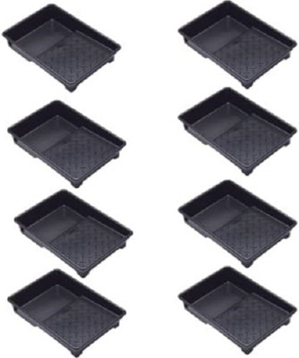 B&Q -  9 Inch Recycled Plastic Paint Roller Tray With Deep Reservoir & Ribbed Base Pack Of 8