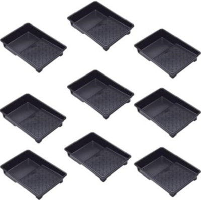 B&Q -  9 Inch Recycled Plastic Paint Roller Tray With Deep Reservoir & Ribbed Base Pack Of 9