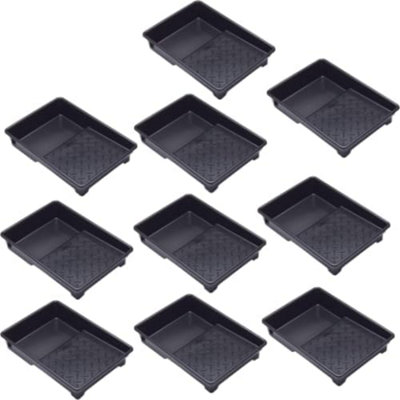 B&Q -  9 Inch Recycled Plastic Paint Roller Tray With Deep Reservoir & Ribbed Base Pack Of 10