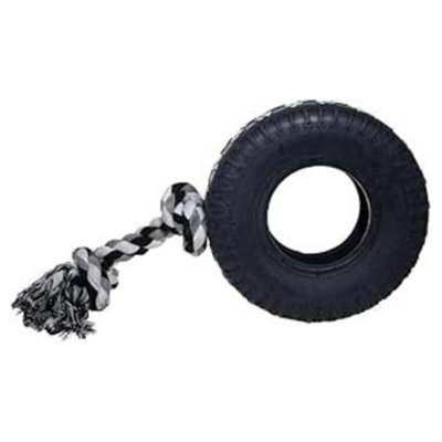 Superpetstoreuk247 Tuff Tyre Dog Toy With Rope Tough Durable Natural Rubber Chew Toy For Small Dogs & Puppies Medium from B&Q