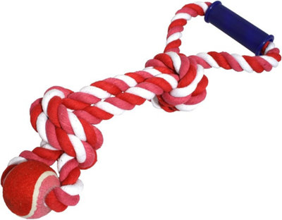 Superpetstoreuk247 Durable Cotton Rope Tug Toy For Dogs Twin Loop Strong Chew Toy For Aggressive Chewers Tug Play Training And Teeth Cleaning