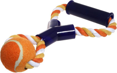 Superpetstoreuk247 Rope Tug Dog Toy With Tennis Ball Durable Orange Chew Toy For Medium And Large Dogs Strong Cotton Rope For Tug Fetch And Play from B&Q