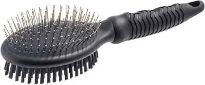B&Q -  Sotnos Double-Sided Dog Grooming Brush With Bristle & PinBlackLarge