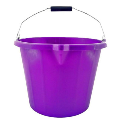 Superpetstoreuk247 15 Litre Heavy Duty Builders Bucket Durable Plastic With Pouring Lip Metal Handle Graduated For Mixing 5 Colours Purple from B&Q