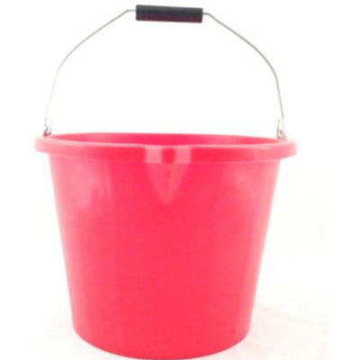 Superpetstoreuk247 15 Litre Heavy Duty Builders Bucket Durable Plastic With Pouring Lip Metal Handle Graduated For Mixing 5 Colours Red from B&Q