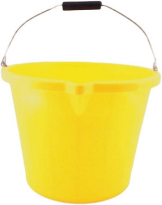 Superpetstoreuk247 15 Litre Heavy Duty Builders Bucket Durable Plastic With Pouring Lip Metal Handle Graduated For Mixing 5 Colours Yellow from B&Q