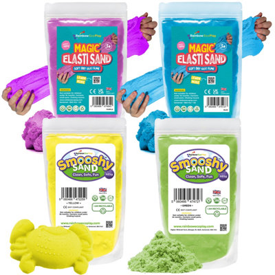 Rainbow Eco PlayMagic Elasti And Smooshy SandAssorted Colours4 X 485GMagic Coloured Sand For Kids from B&Q