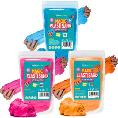 Rainbow Eco PlayMagic Elasti SandAssorted Colours3 X 485G- Magic Sand For Kids from B&Q