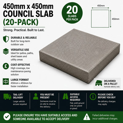 450mm X 450mm Council Slab 20 PackDurable Concrete Paving Slabs For PatiosPaths And Bases from B&Q