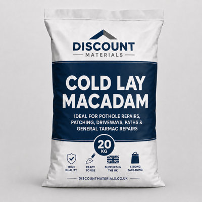 Cold Lay Macadam 20Kg Bags Pack Of 10Ready-To-Use Pothole And Tarmac Repair MaterialApprox. 200Kg Total from B&Q