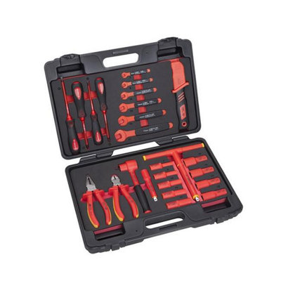 B&Q -  Hybrid Vehicle Insulated Vde 3/8 Drive Socket Ratchet Spanner Pliers Tool Kit