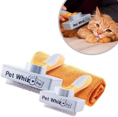 2Pk Pet Hair Remover Self Cleaning Slicker Brush For Cats Dog Pet Grooming Tool from B&Q