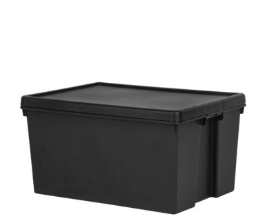  - Celino Plastic Storage Box Boxes With Lids 96L Heavy Duty Recycled Home Office Organiser Black