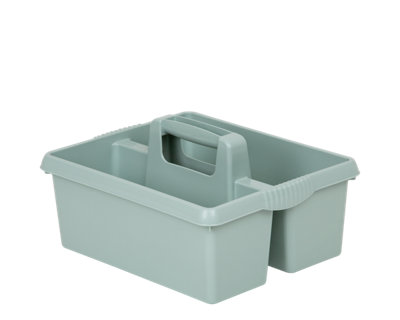 Celino Large Plastic Caddy Kitchen Cleaning Tools Carry Tray Tidy Organiser With HandleSilver Sage from B&Q