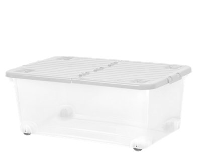Celino Storage Boxes With Wheels Lids Plastic 45L Stackable Home Office Clear Container from B&Q