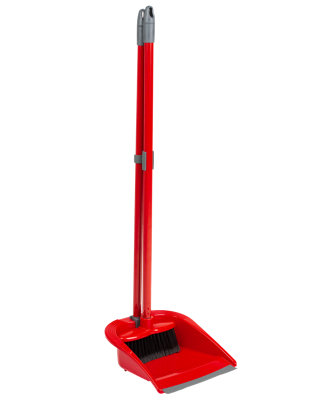 Celino Long Handled Dustpan And Brush Set Broom Floor Sweeper Cleaning Red Foldable from B&Q