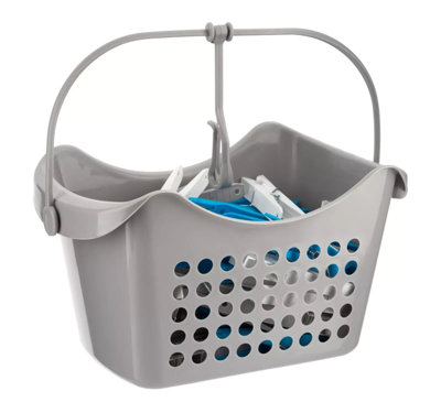 Celino Plastic Peg Basket 50 Pegs Clothes Garment Laundry Washing Line Hanging HookGrey from B&Q
