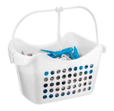 Celino Plastic Peg Basket 50 Pegs Clothes Garment Laundry Washing Line Hanging HookWhite from B&Q