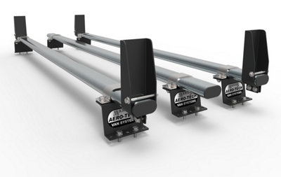 B&Q -  Ford Transit Custom Roof Rack 3 Bar System With Loadstops 2013 To 2024 (Fits Gen1 Standard H1 Roof Height Vans) At86Ls