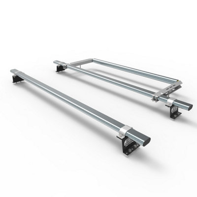 B&Q -  Ford Transit Custom Roof Rack 2 Bars With Rear Roller 2013 To 2024 (Fits Gen1 Standard H1 Roof Height) At85+A30