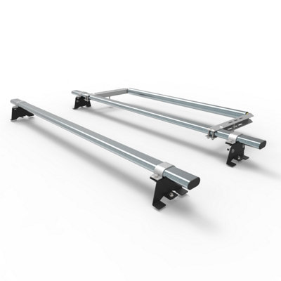 B&Q -  Vauxhall Vivaro Van Roof Rack 2 Bars With Rear Roller Kit 2019 Onwards Model Vans At127+A30